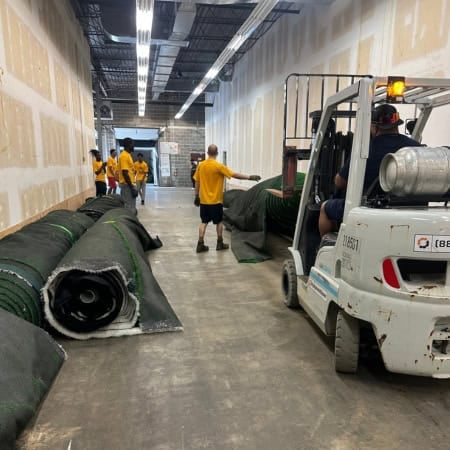 Pantheon clean cargo staging with logistics tie-down tracking and climate regulation
